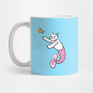 Mermaid Cat with Goldfish Mug